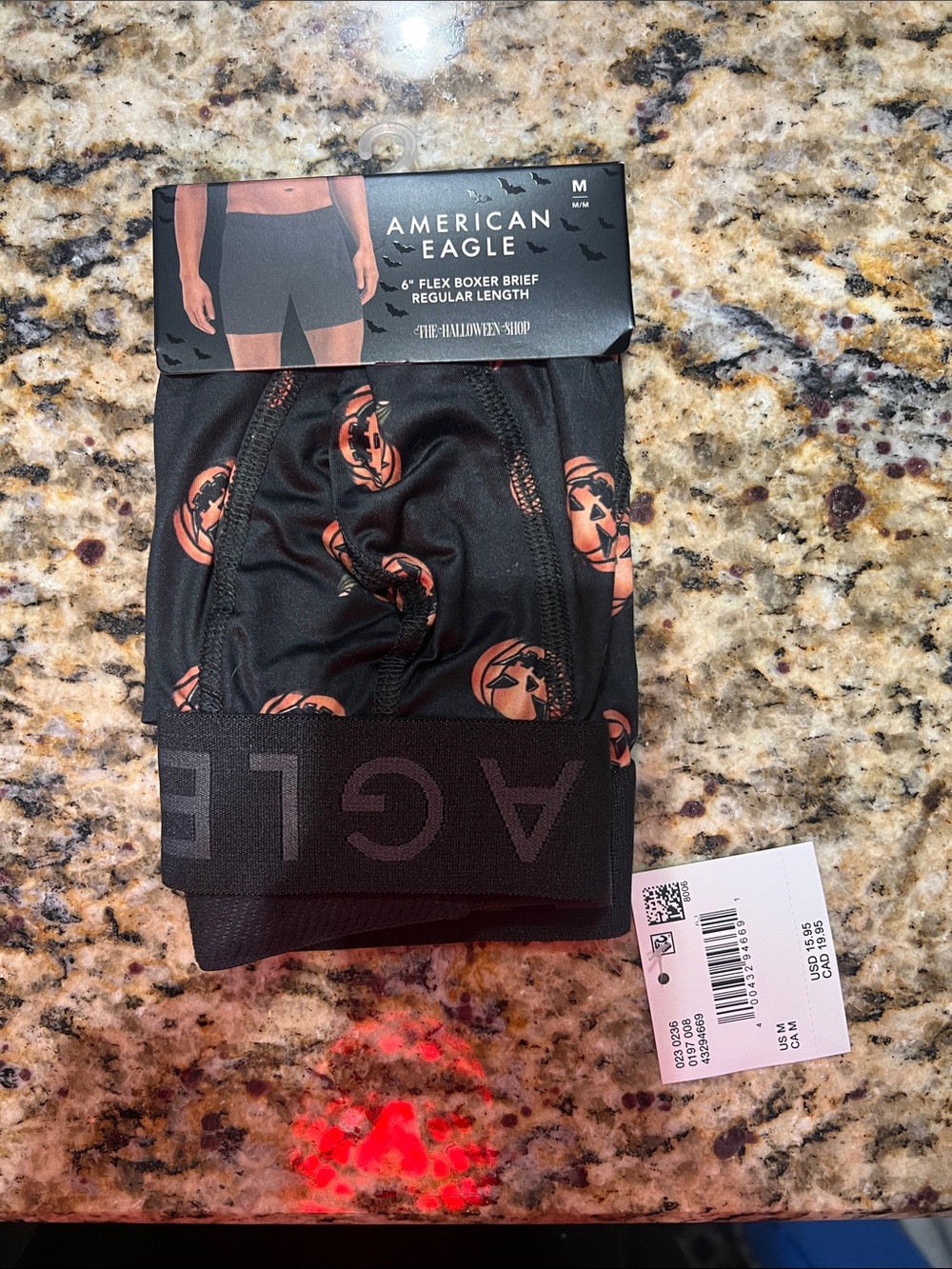 American Eagle Outfitters Black Boxer Briefs with Orange Pumpkin Print